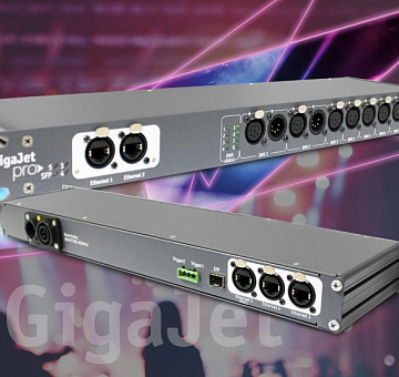 Новое оборудование компании «Сандракс». Преобразователь DMX-Ethernet с оптическим интерфейсом и Ethernet коммутатором GigaJet Pro